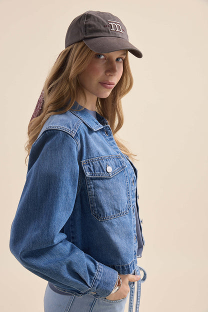 Elementary Long Sleeve Cropped Denim Shirt