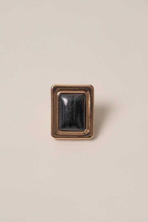 Black Polished Frame Ring