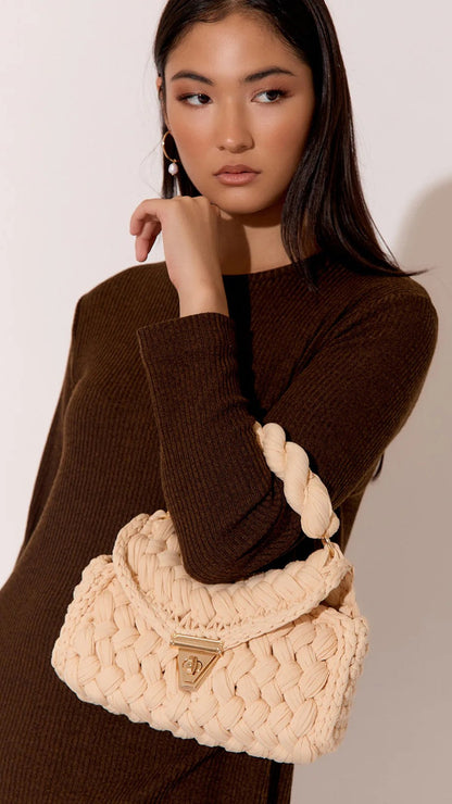 Annabel Chunky Plaited Handbag - Cream