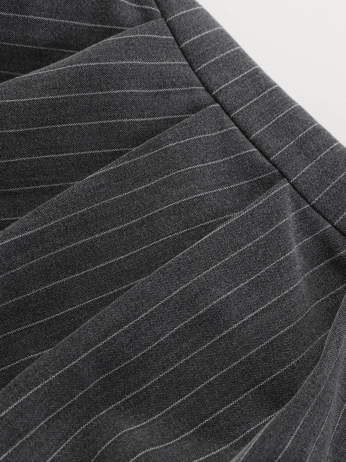 Pinstripe Shirt and Ruched Mini Skirt Set
