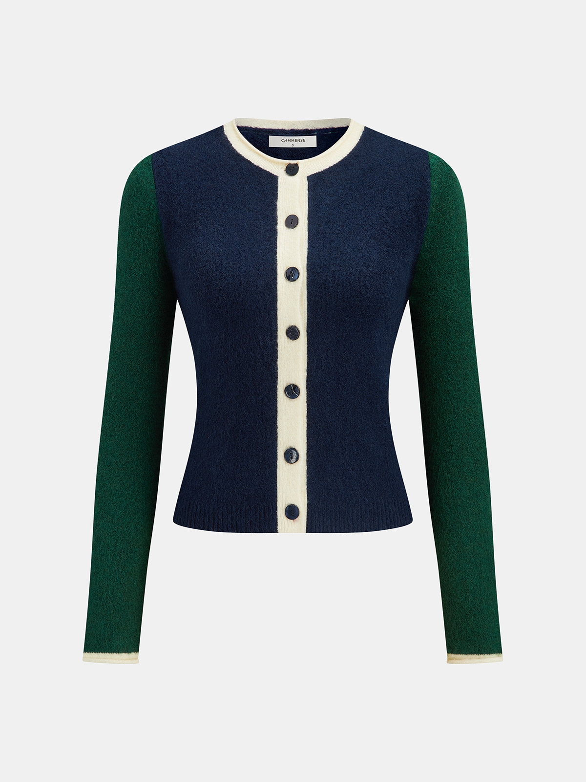 Color Block Button Slim Wool Blend Cardigan