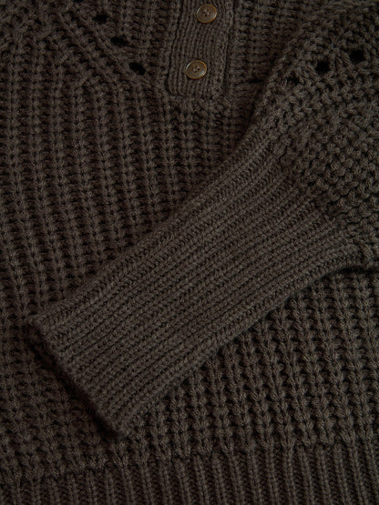 Tie-Waist Button-Front Knit Sweater