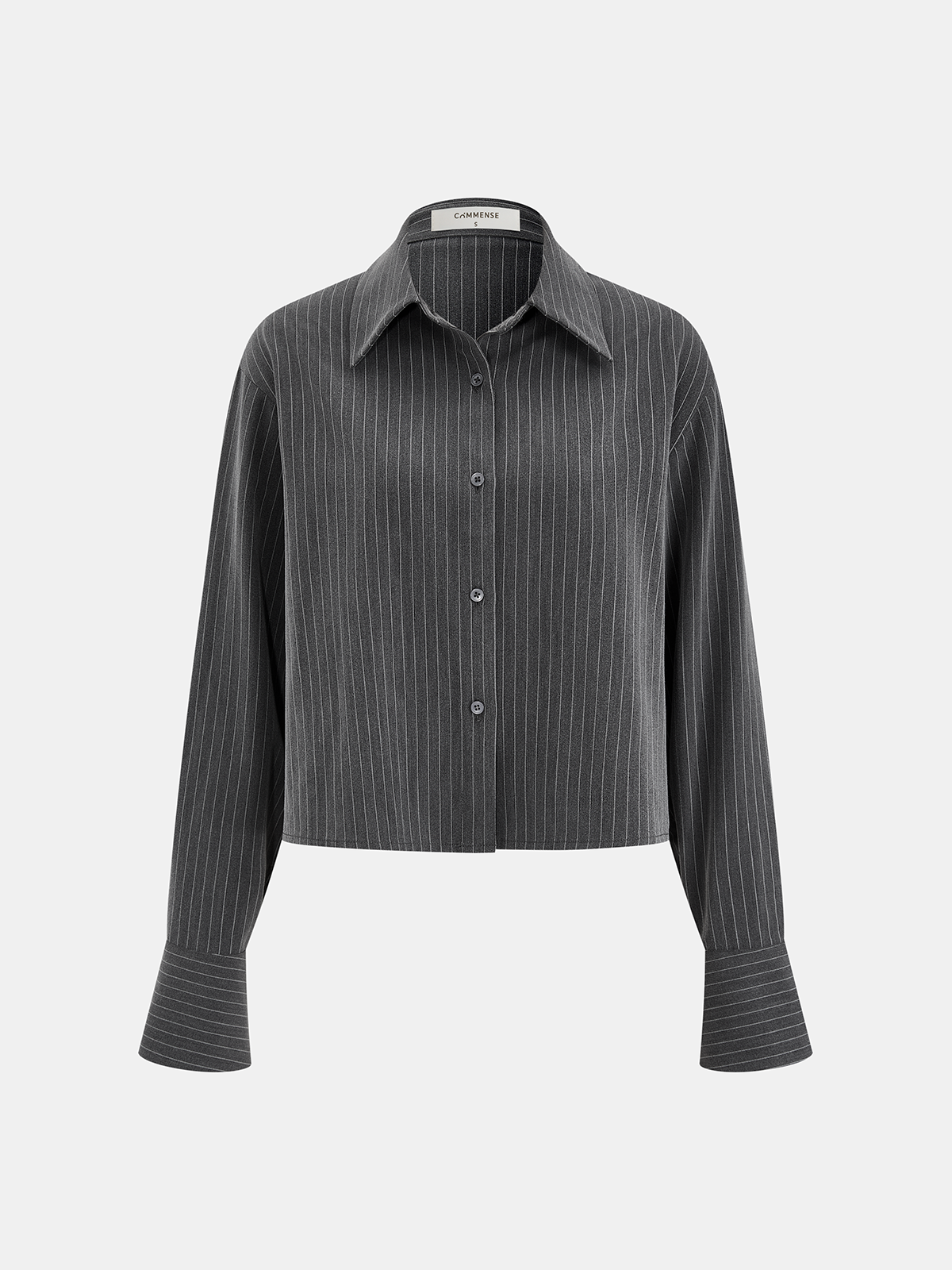 Pinstripe Shirt and Ruched Mini Skirt Set