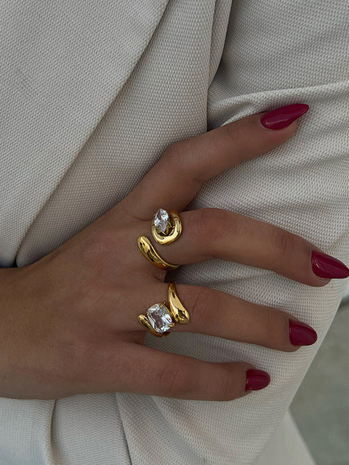 Twisted Zircon Statement Ring