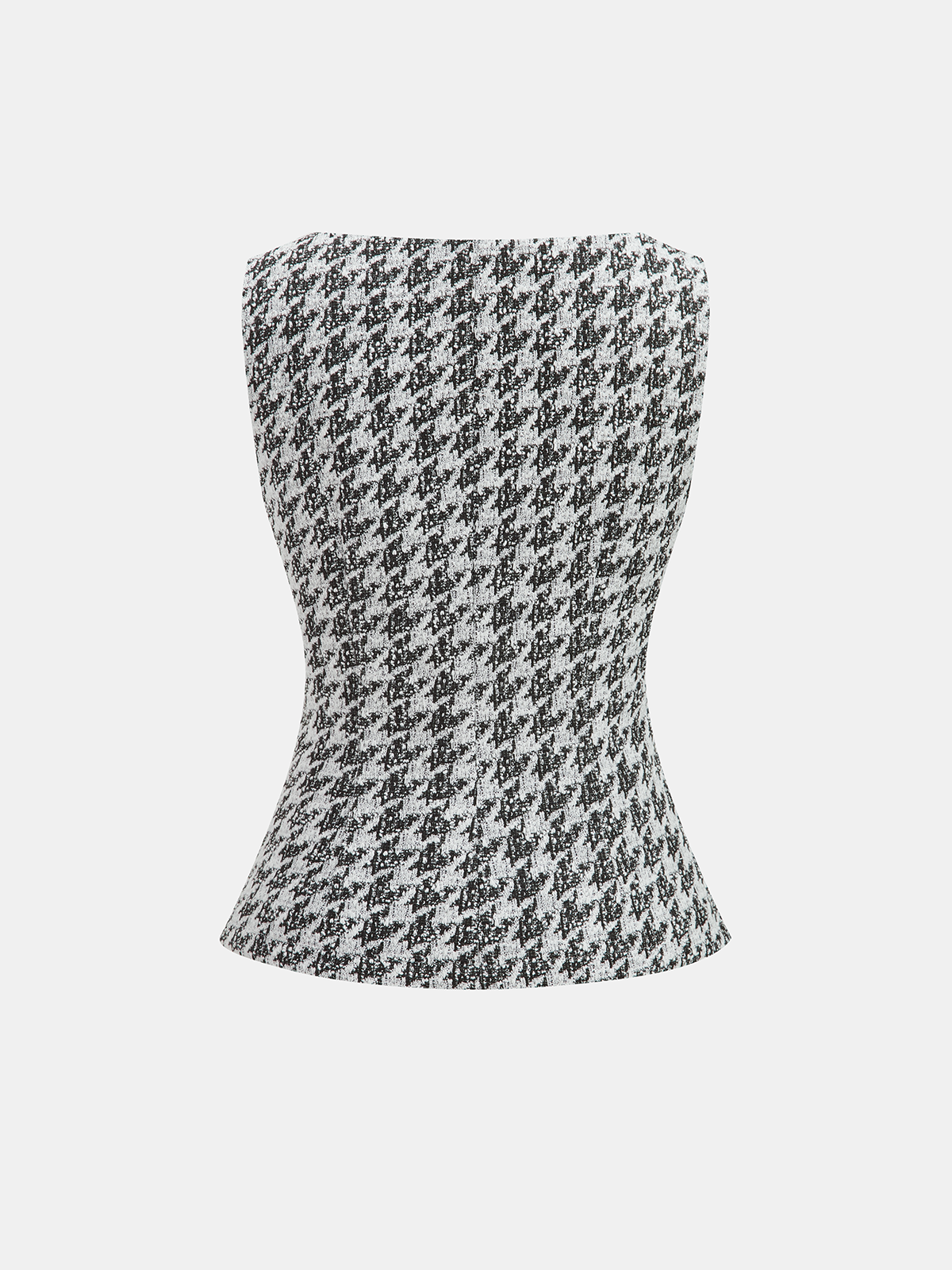 Metal Button Houndstooth Vest & Mini Skirt Set