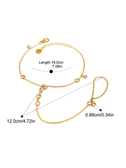 Zircon Accent Chain Finger Bracelet