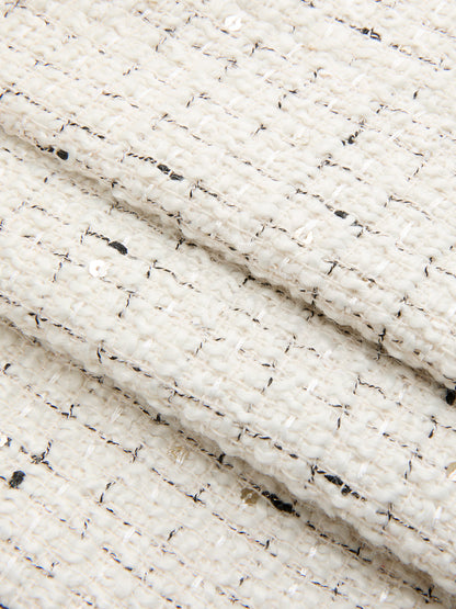 Contrast Trim Pearl Button Tweed Sleeveless Vest