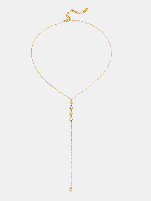 Y-Shape Zircon Droplet Lariat Necklace