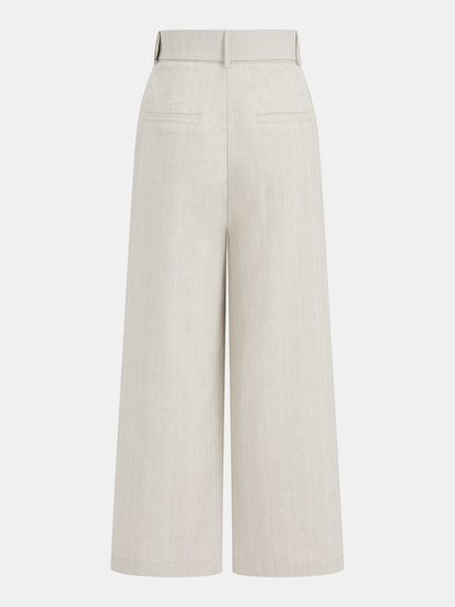 Cotton Linen Knotted Shirt & Belted Pants Set