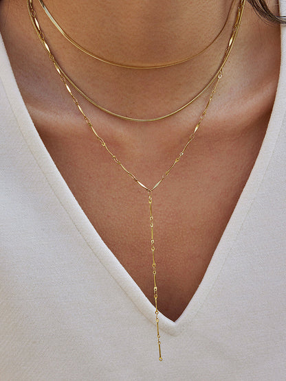 Layered Y-Shaped Lariat Necklace
