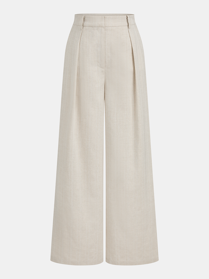Cotton Linen One Shoulder Belted Top & Pants Set