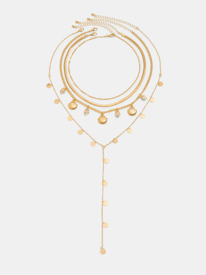 Multi Layer Seashell Disc Charm Necklace