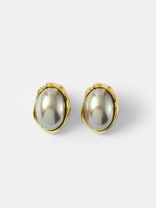 Irregular Frame Oval Stud Earrings
