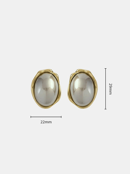 Irregular Frame Oval Stud Earrings
