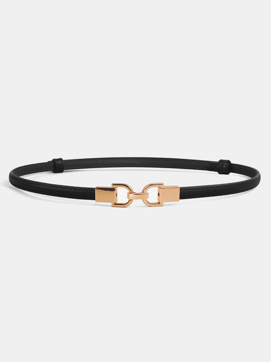Minimalist Metal Buckle Thin Leather Waist Belt