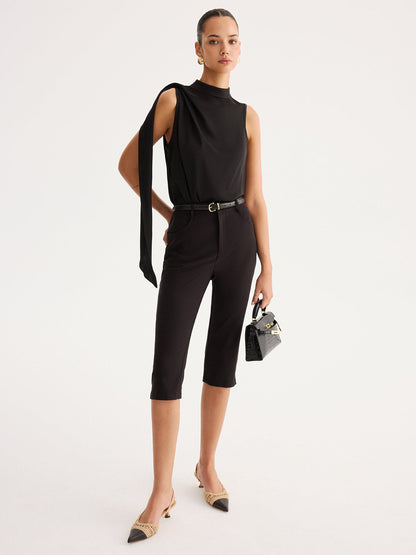 Mid-Waist Slim Fit Capri Pants