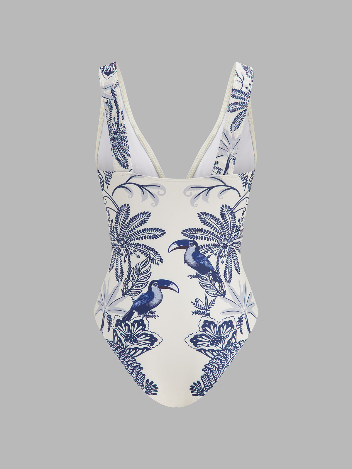 Tropical Toucan Print One Piece Swimsuit & Sarong Set