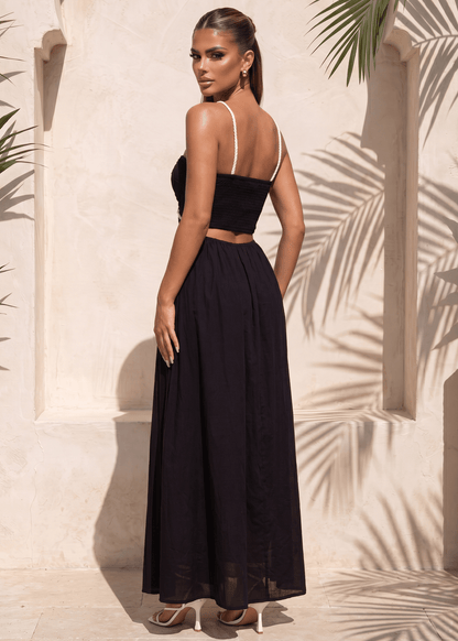 Call Back Cut Out Rope Detail Maxi Dress - Black