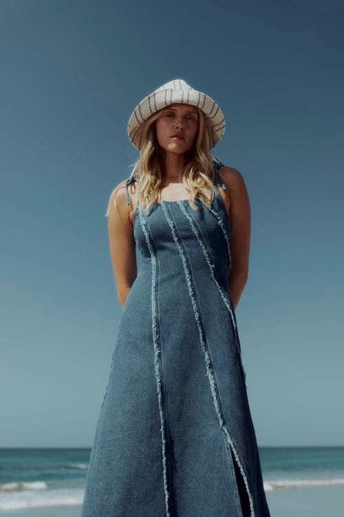 Rosa Denim Panel Detail Dress