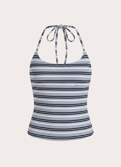 Chauncey Halter Top - Blue Stripe