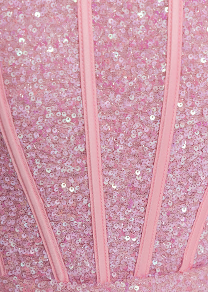 Endless Serenade Sequin Drape Mini Dress - Pink