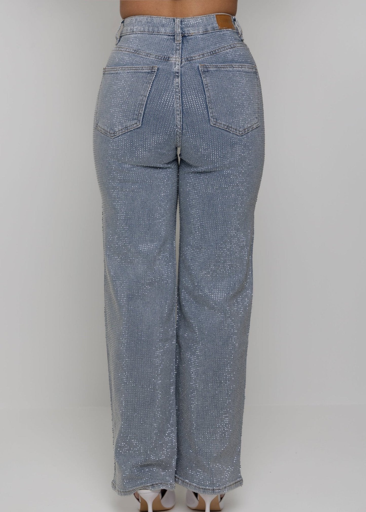 Forever Sparkle Diamante Straight Leg Jean - Blue