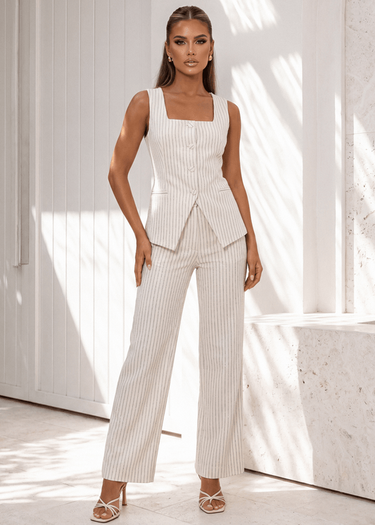 Lost Your Chance Stripe Denim Jeans - White