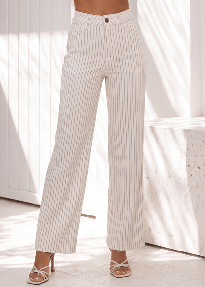 Lost Your Chance Stripe Denim Jeans - White