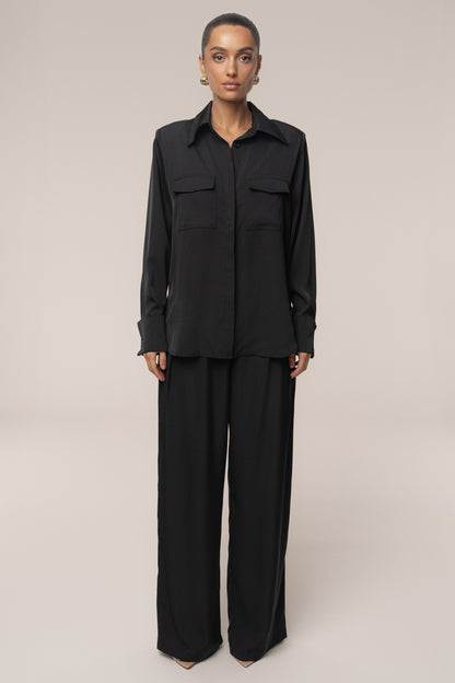 Black Misty Button Up