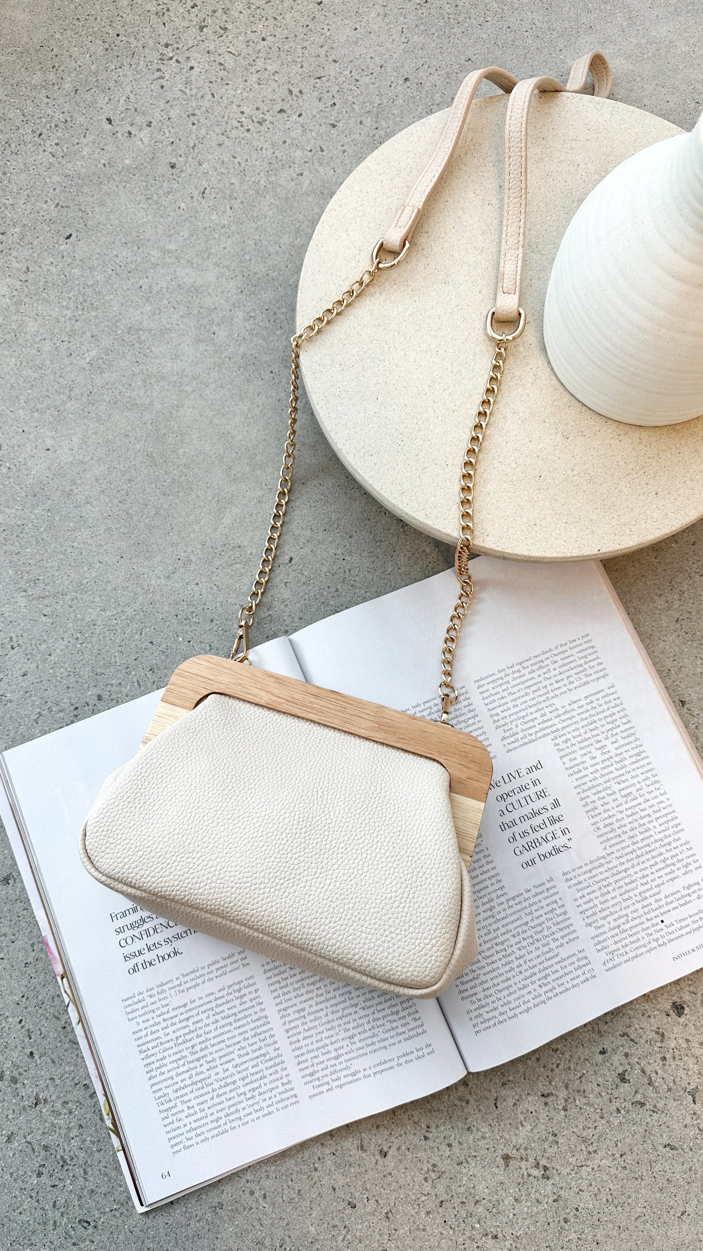 Kimmi Timber Frame Clutch - Nude