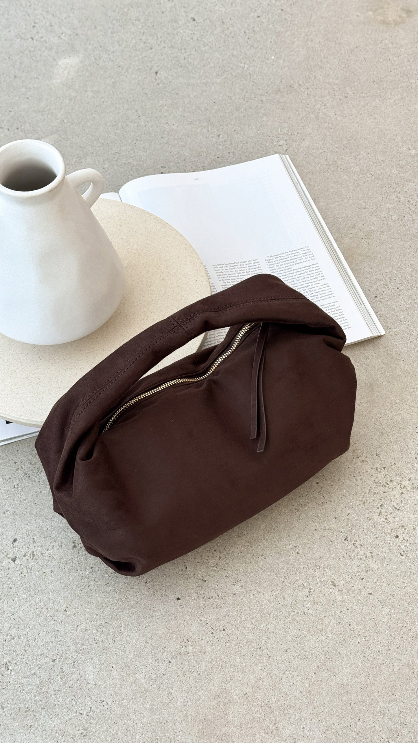Renee Shoulder Bag - Chocolate Suede