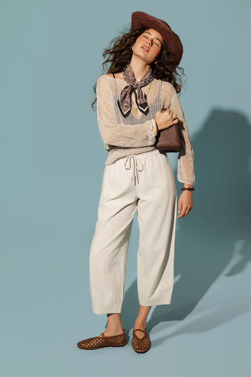 Elementary Linen Barrel Leg Jogger