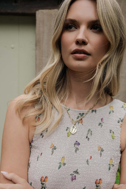 The Linen Studio Shirred Drop Waist Dress