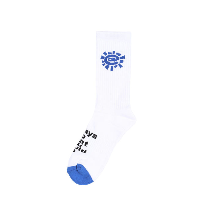 Blue Sun Sock - White