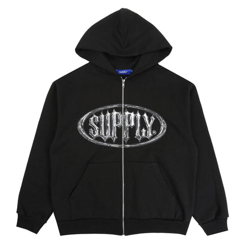 Chrome Zip Hooded Sweater - Black