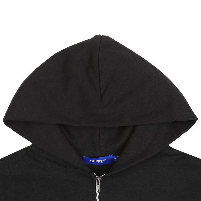 Chrome Zip Hooded Sweater - Black