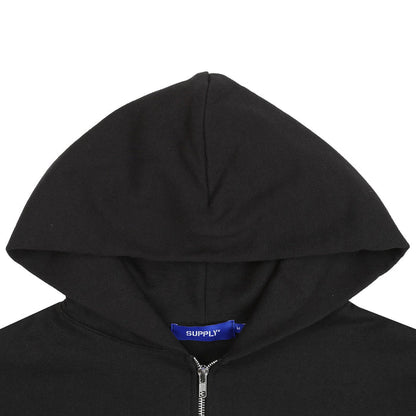 Chrome Zip Hooded Sweater - Black