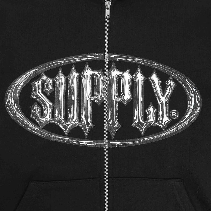 Chrome Zip Hooded Sweater - Black