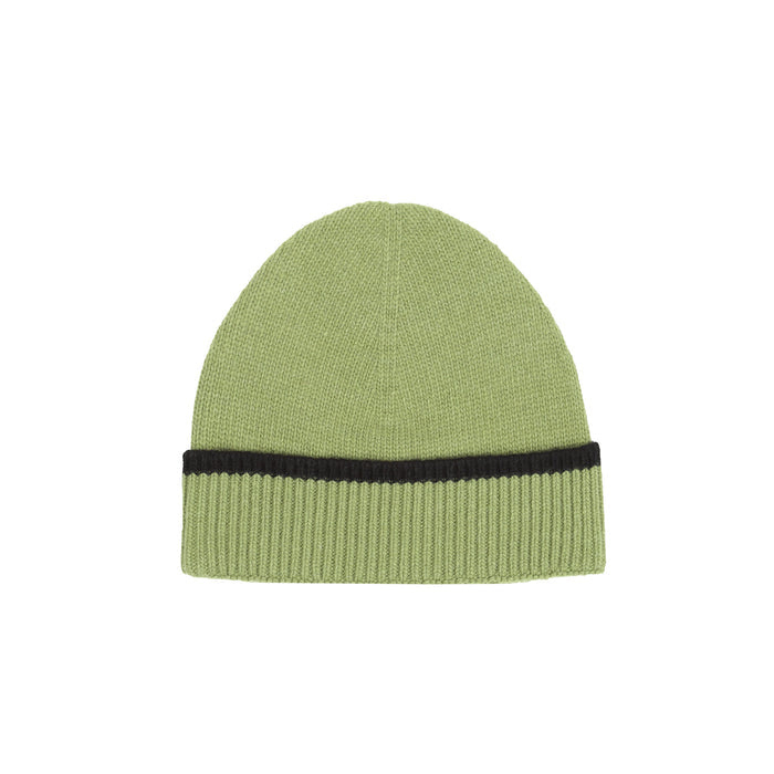 Contrast Stripe Wool Beanie - Green