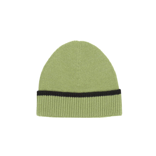 Contrast Stripe Wool Beanie - Green