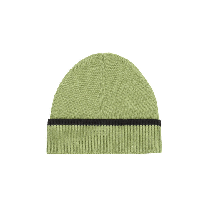 Contrast Stripe Wool Beanie - Green