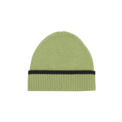 Contrast Stripe Wool Beanie - Green