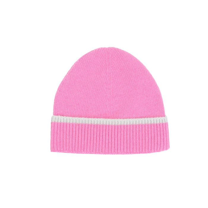 Contrast Stripe Wool Beanie - Pink