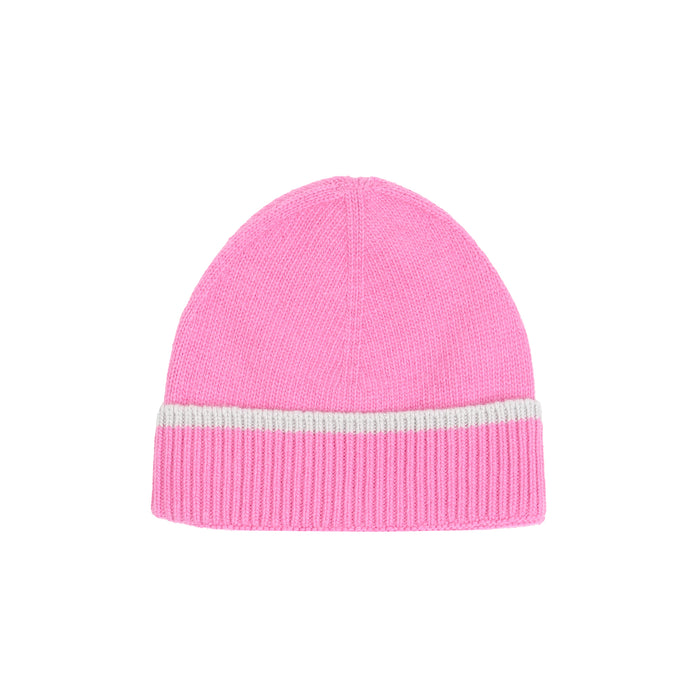 Contrast Stripe Wool Beanie - Pink