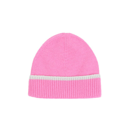Contrast Stripe Wool Beanie - Pink