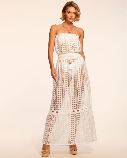 Henrietta Cotton Embroidered Strapless Coverup Dress | WHITE