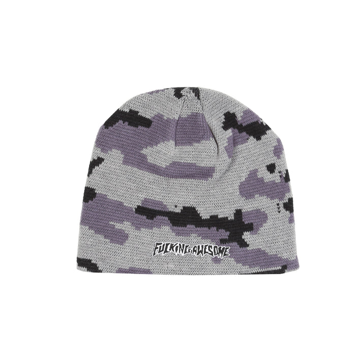Embroidered Logo Skully Beanie - Blue Camo