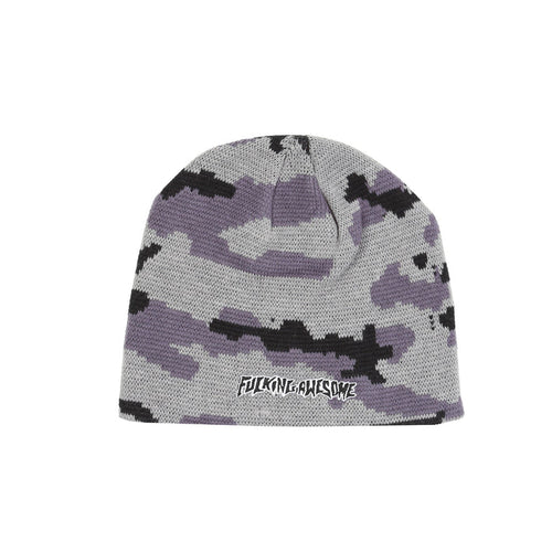 Embroidered Logo Skully Beanie - Blue Camo