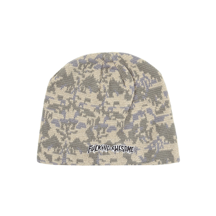 Embroidered Logo Skully Beanie - Camo