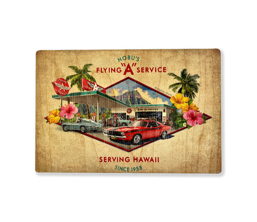 Flying A Service Wooden Postcard